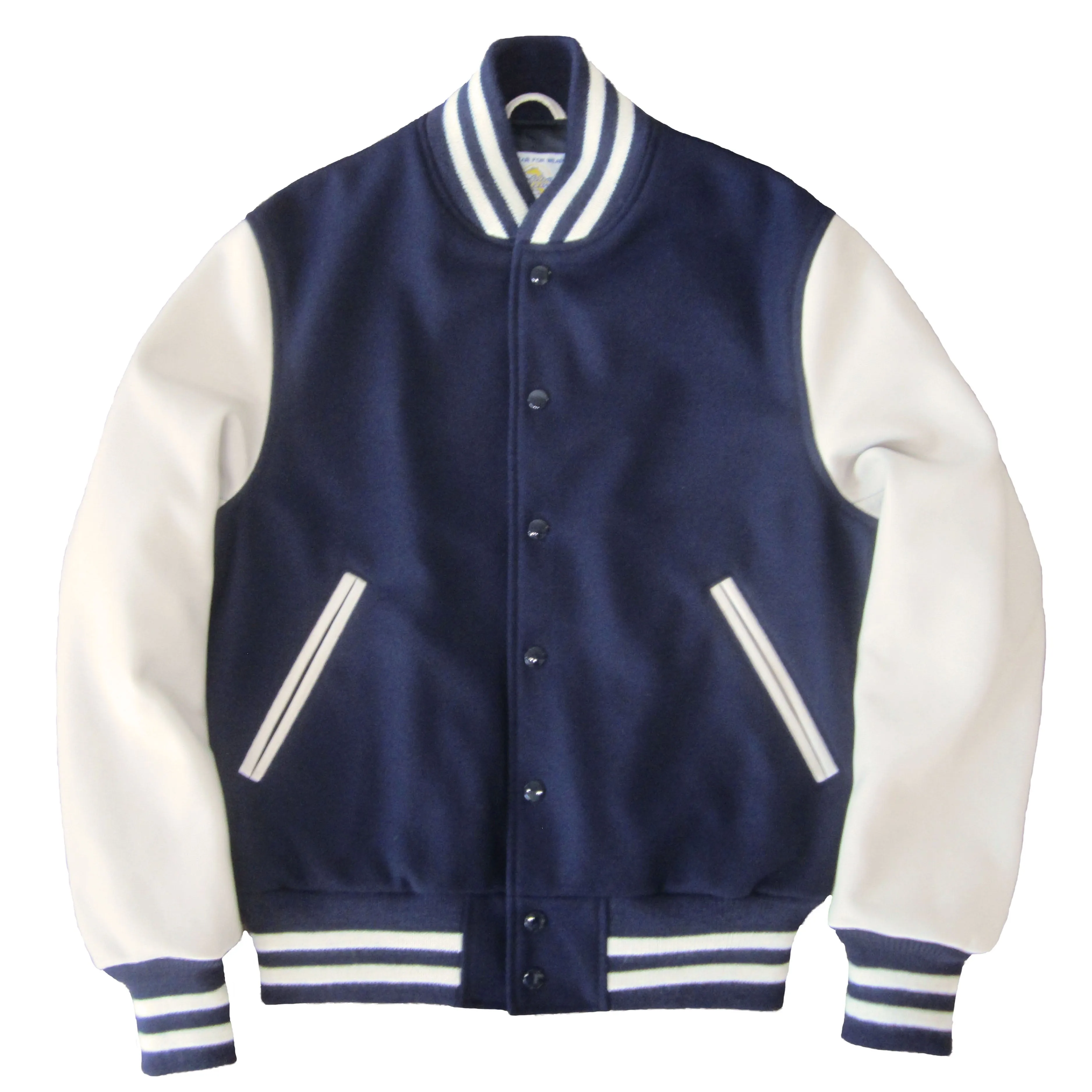 Navy/Stone Classic Fit Varsity Jacket