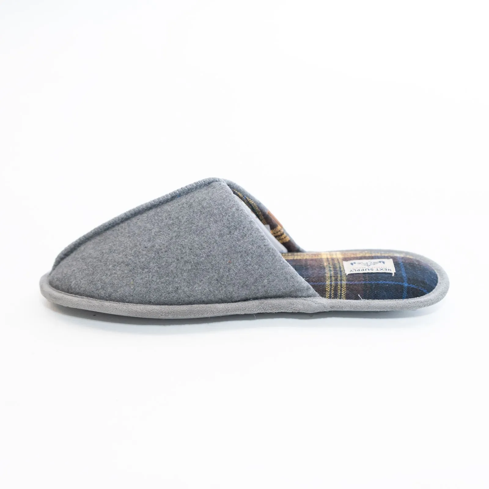 Next Mens Grey Slippers with Memory Foam Cushion