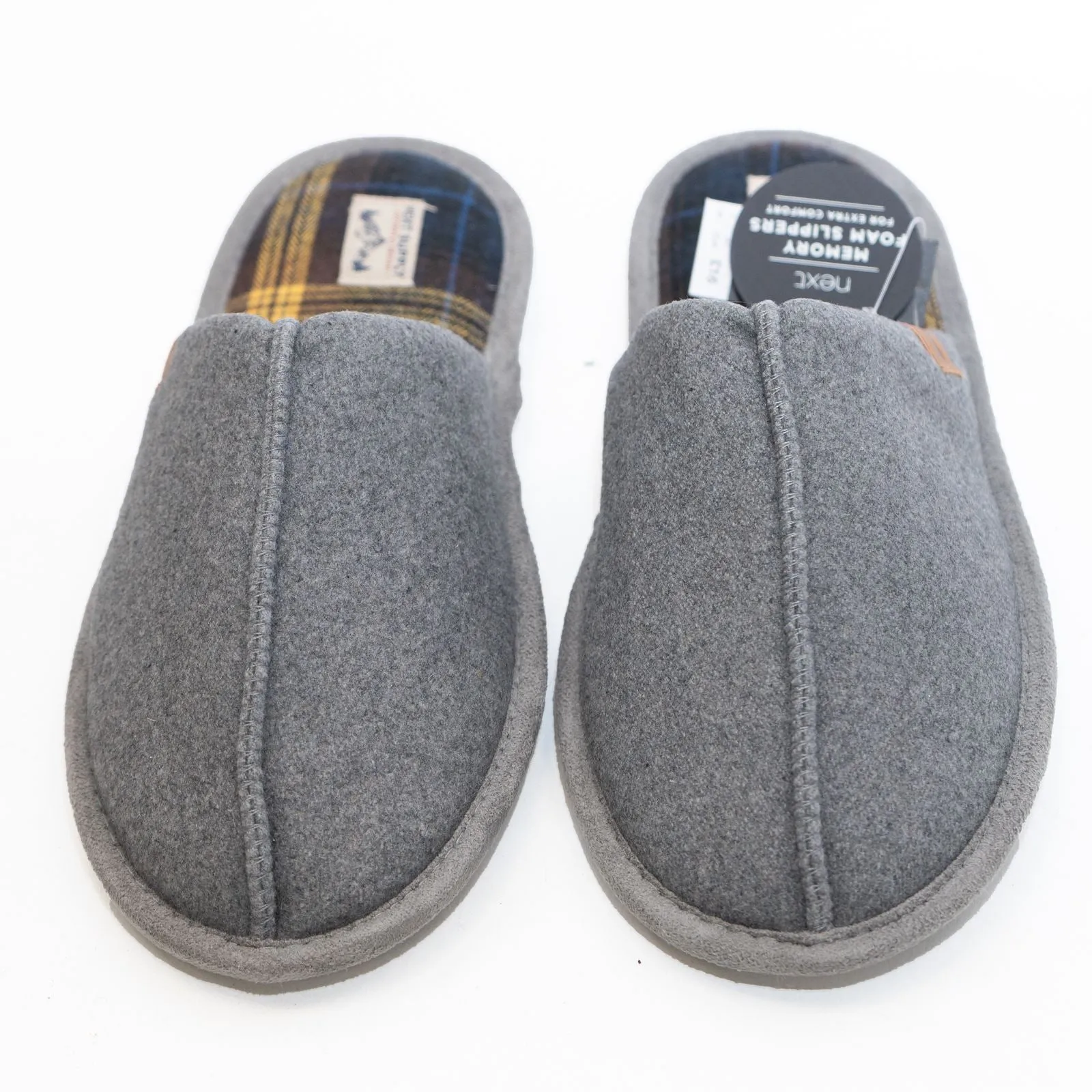 Next Mens Grey Slippers with Memory Foam Cushion