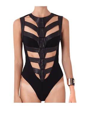 Onyx Leather Bodysuit