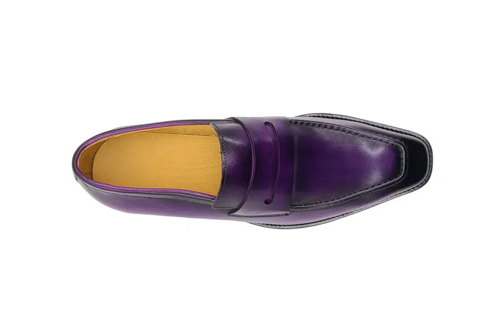 Patina Calfskin Slip-On Penny Loafer Purple