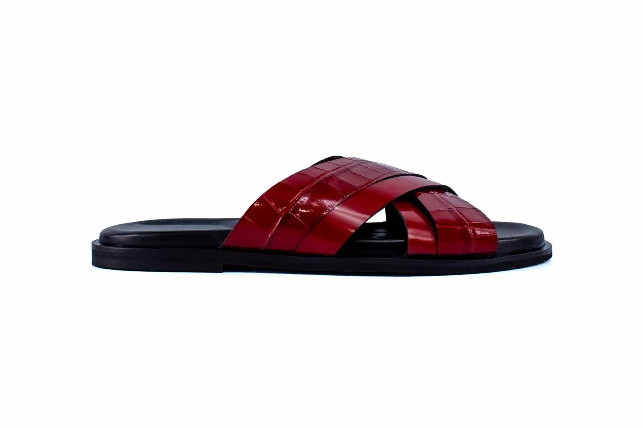 Pelle "Aruba" Slip-On Calfskin Sandal Red