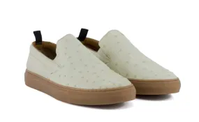 Pelle "Grafton" Ostrich Slip-On Loafer Bone