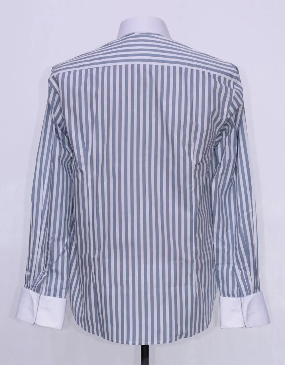 Penny Pin Collar Shirt - Grey And White Stripe Shirt