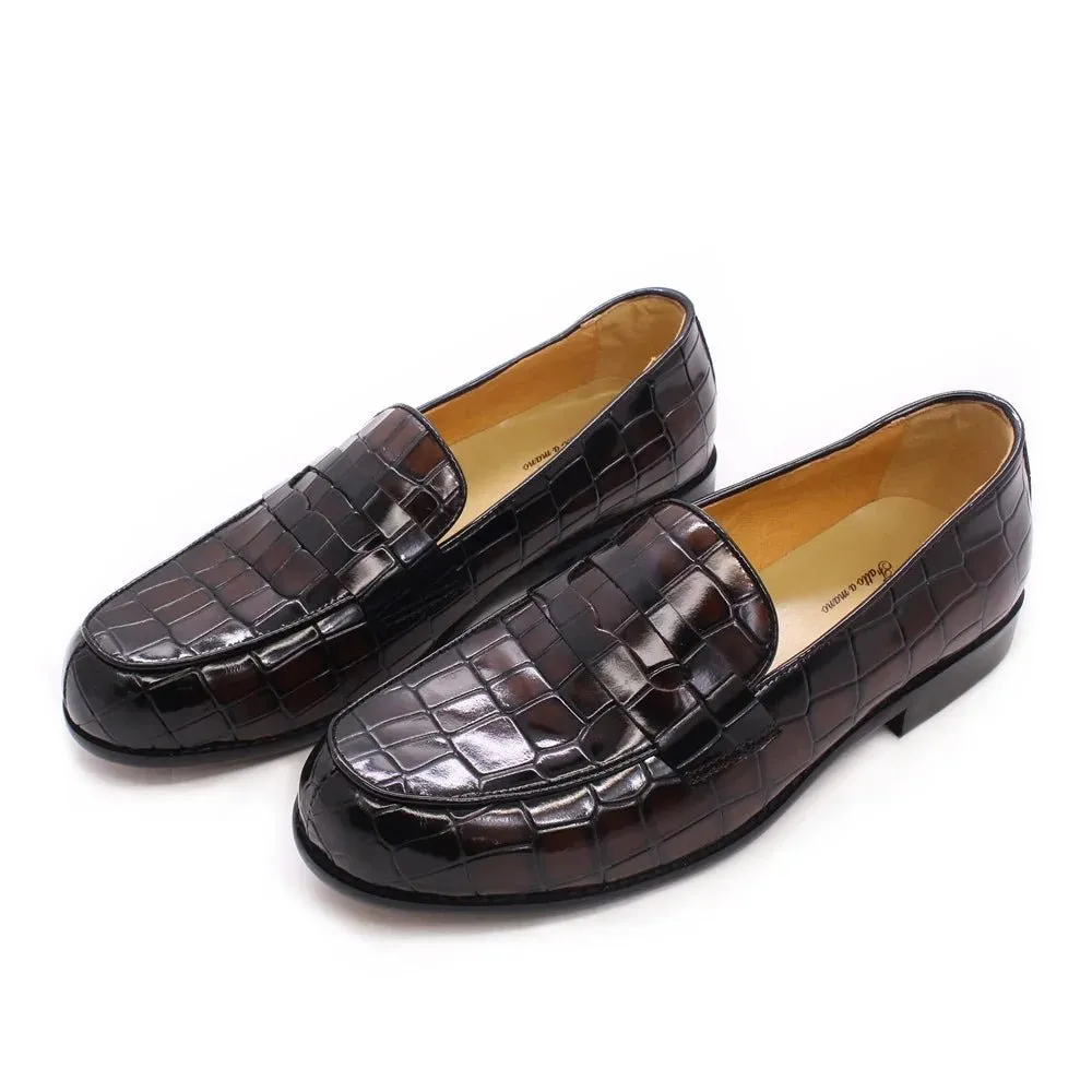 Plaid Pattern Loafers - Stylish Leather Shoes for Office, Wedding, and Driving