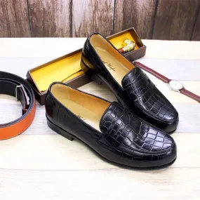 Plaid Pattern Loafers - Stylish Leather Shoes for Office, Wedding, and Driving