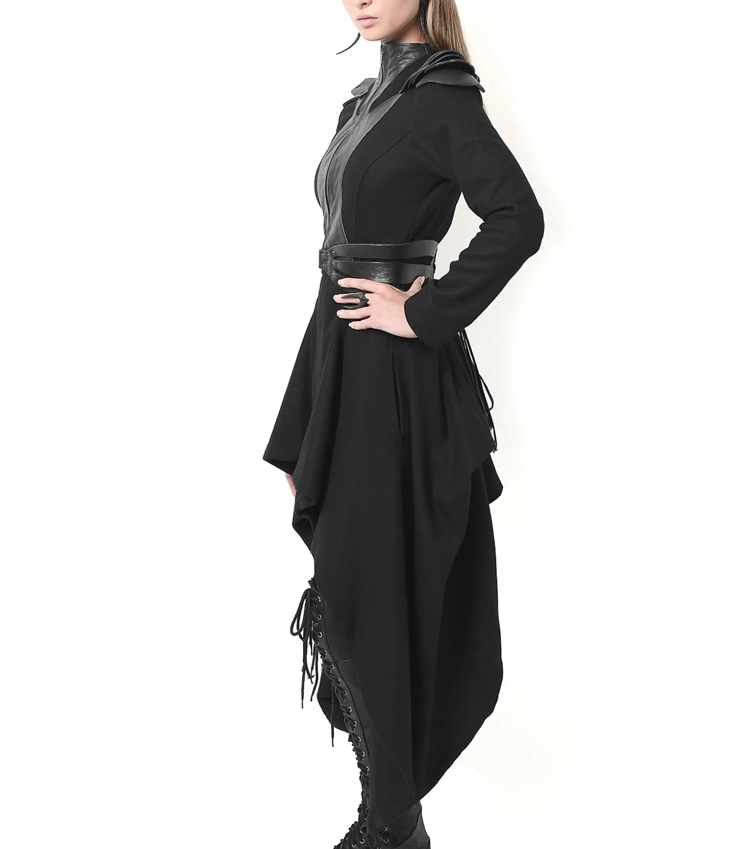 Plated Long Long Wool Coat