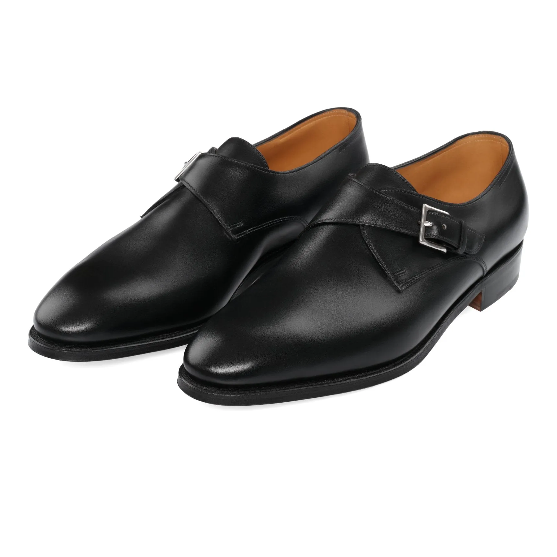 "Ashill" Leather Single-Monk Shoes in Black