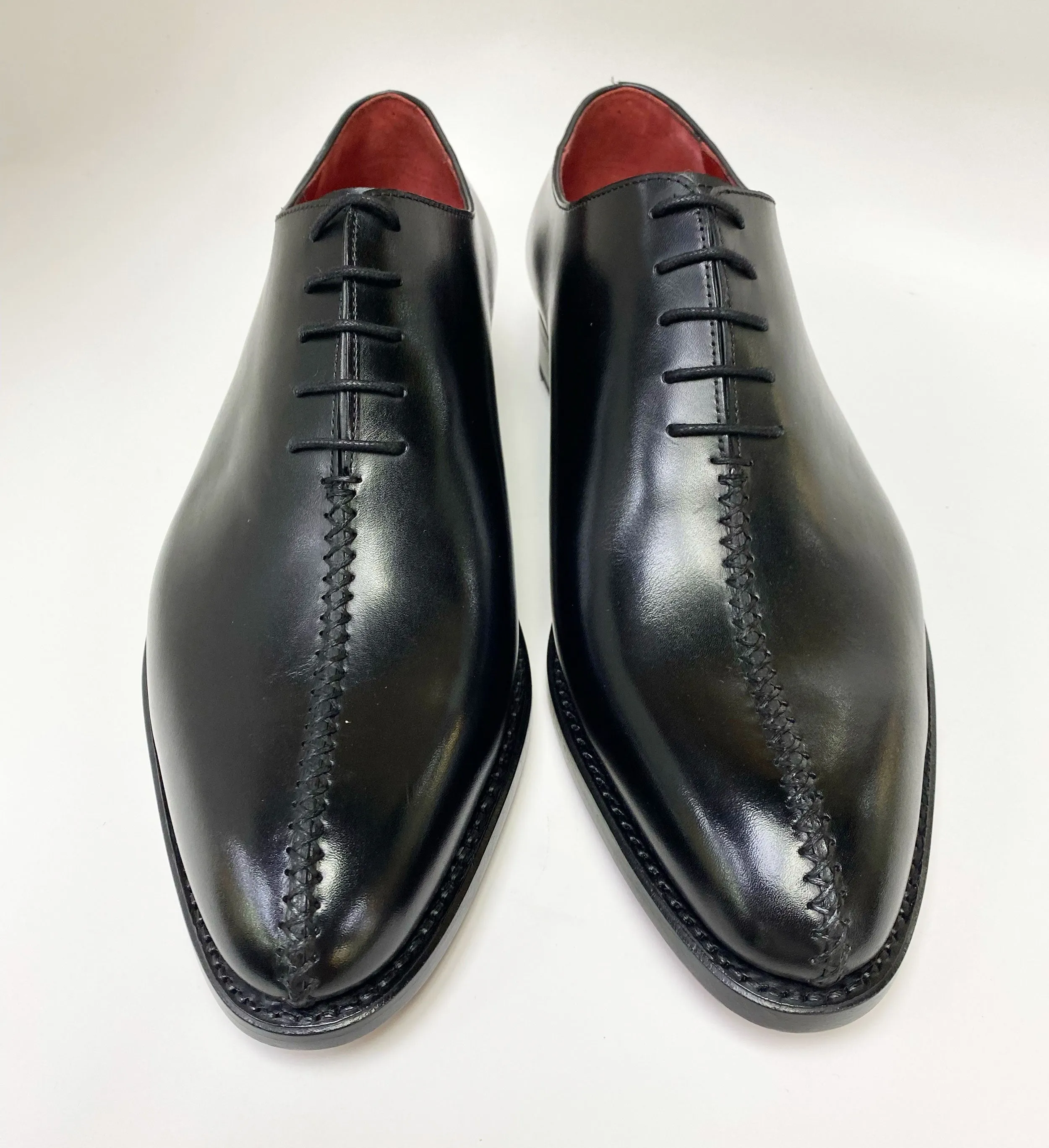 "Derrick" Burnished Calfskin Lace-Up Oxford Black