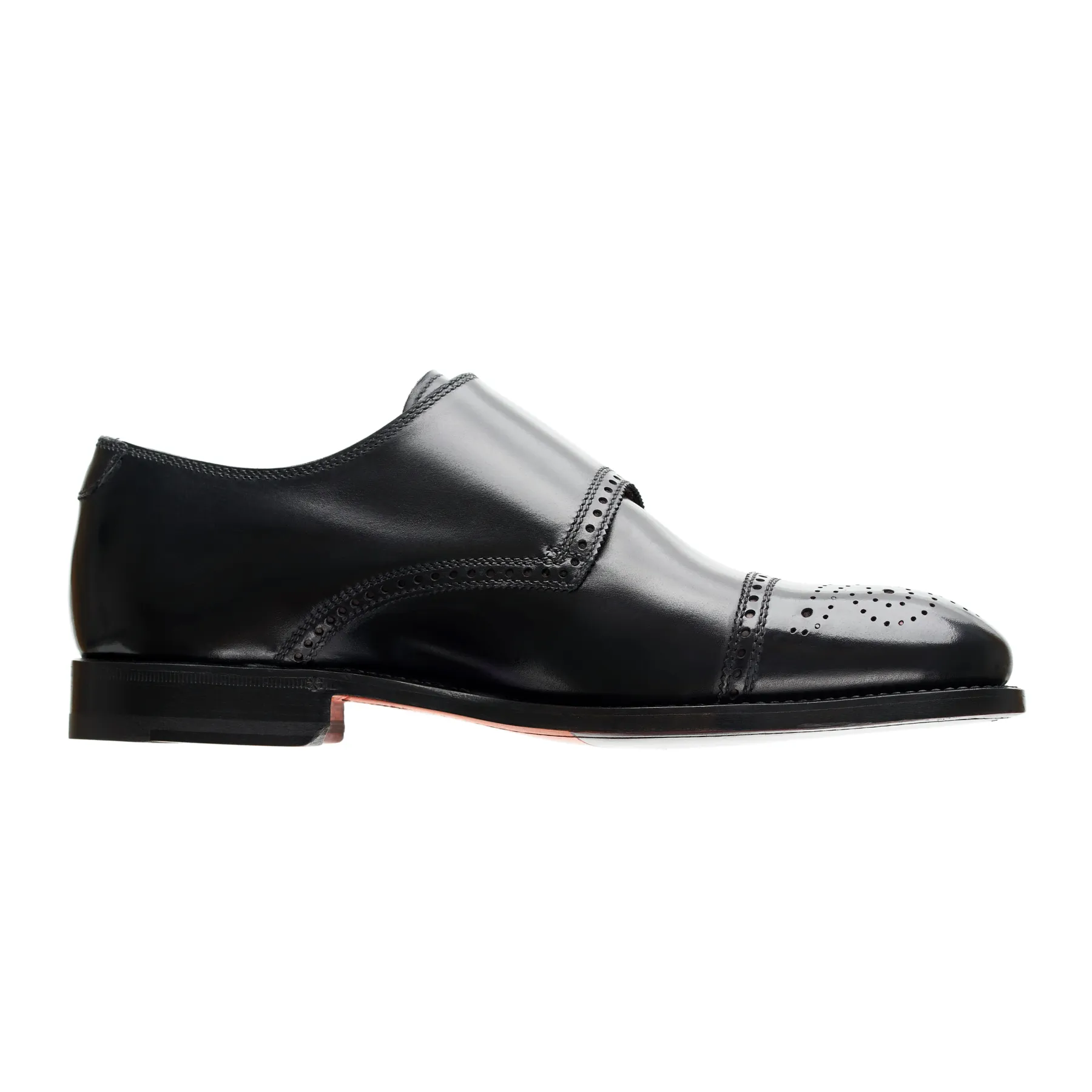 "Excelsior" Triple-Buckle Monk with Perforated Cap Toe and Medallion