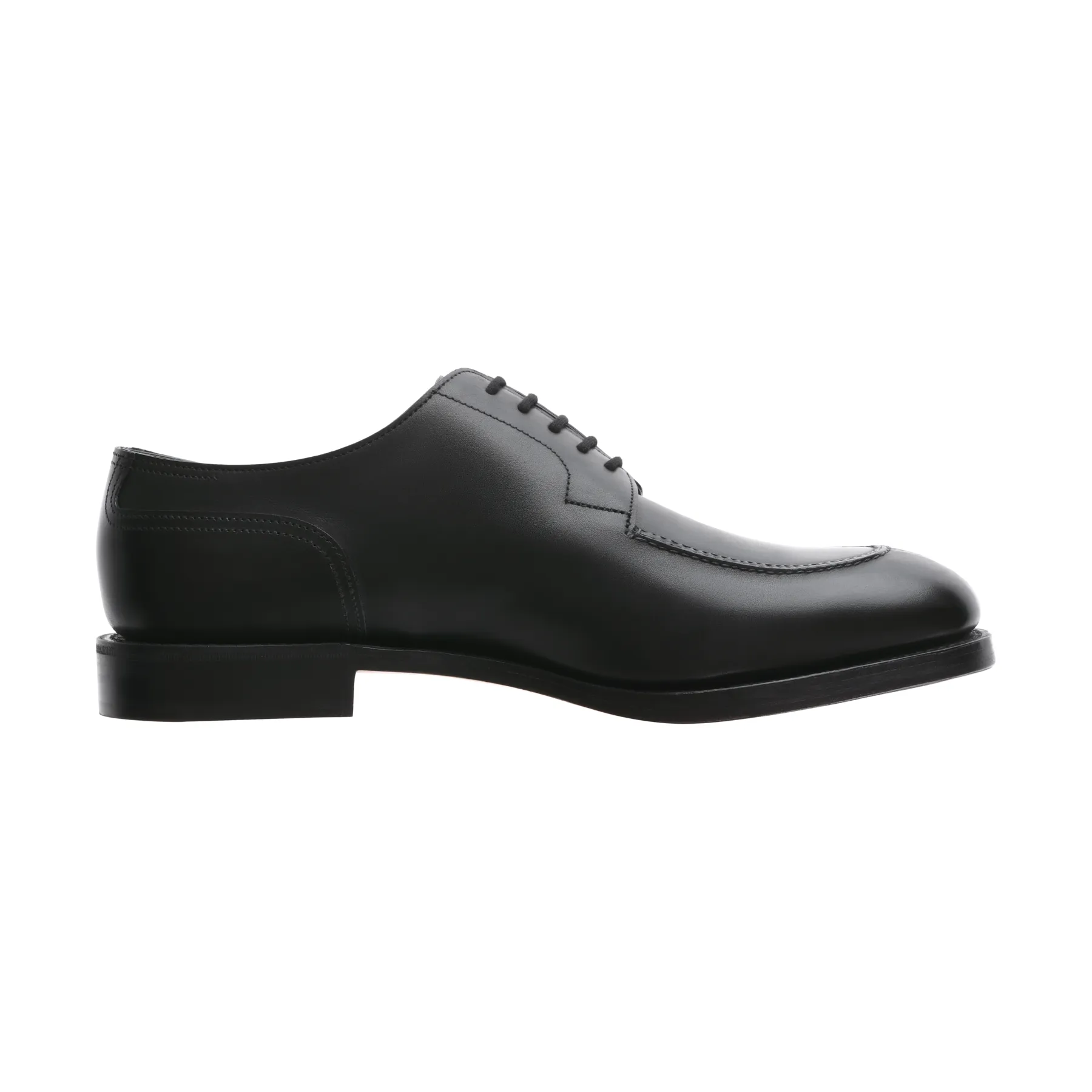 "Harlyn" Five-Eyelet Leather Derby Shoes with Hand-Stitched Apron in Black