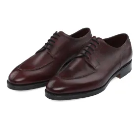 "Harlyn" Five-Eyelet Leather Derby Shoes with Hand-Stitched Apron in Plum Red