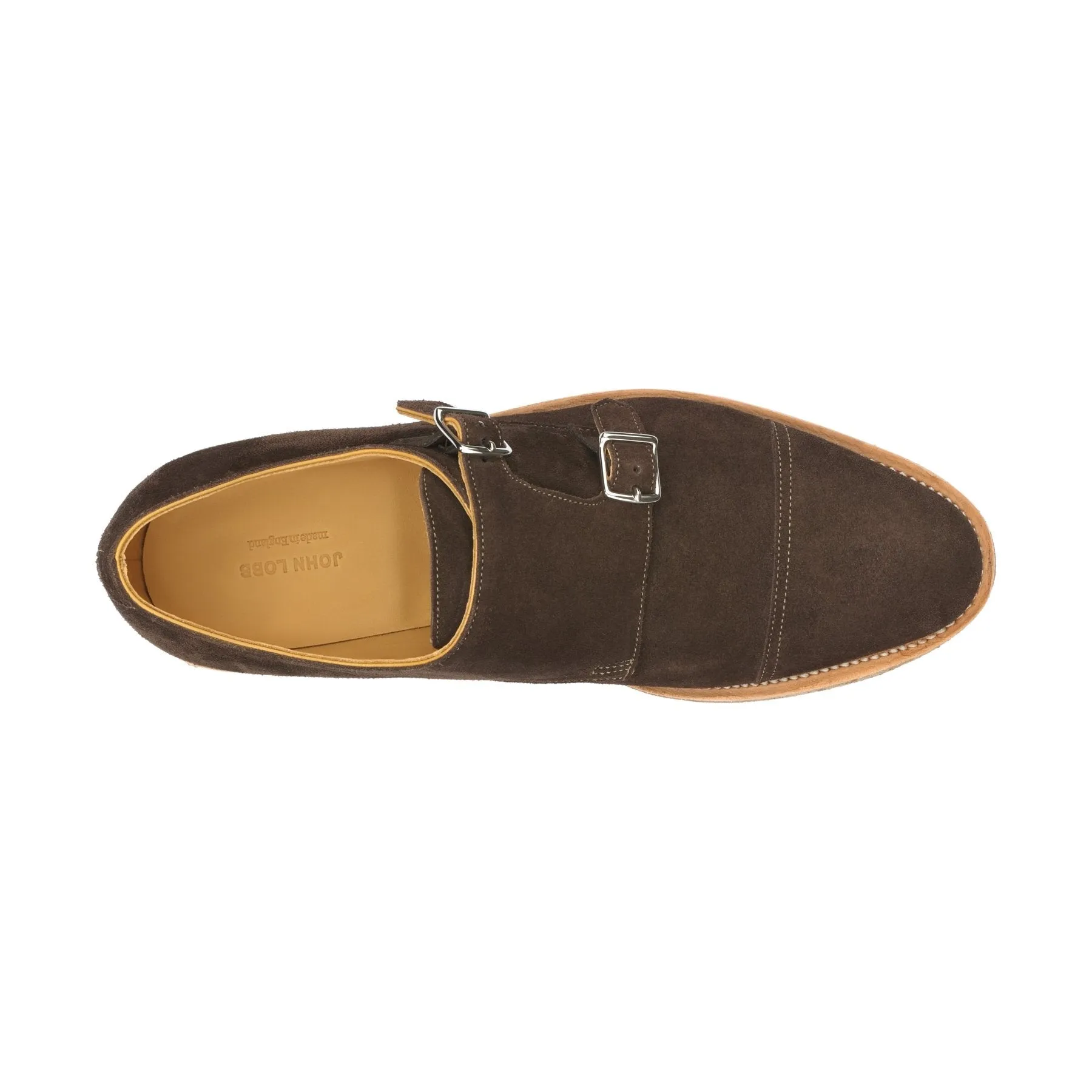 "William" Double-Monk Suede Shoes in Brown