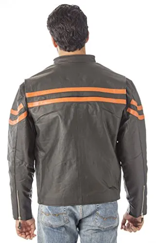 REED Men's Vented Motorcycle Leather Jacket (Imported)