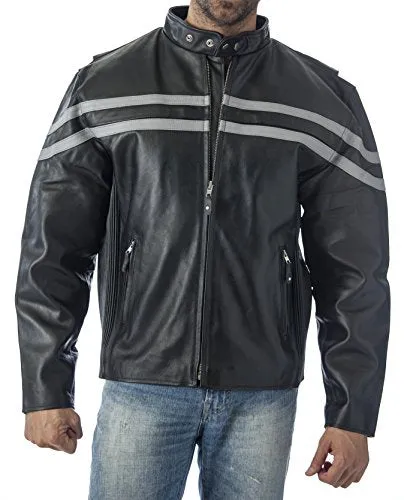 REED Men's Vented Motorcycle Leather Jacket (Imported)