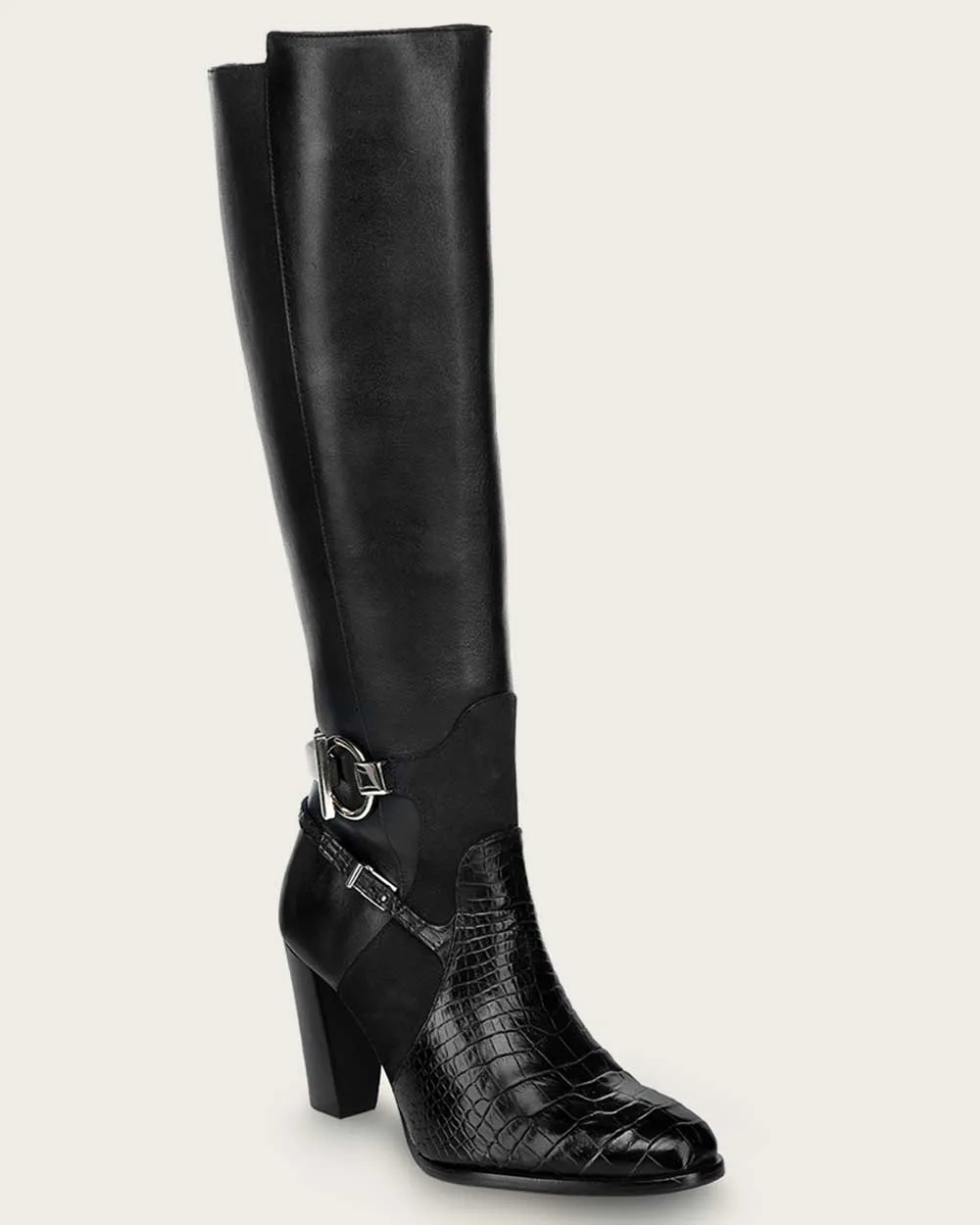 Tall black ultra exotic boot