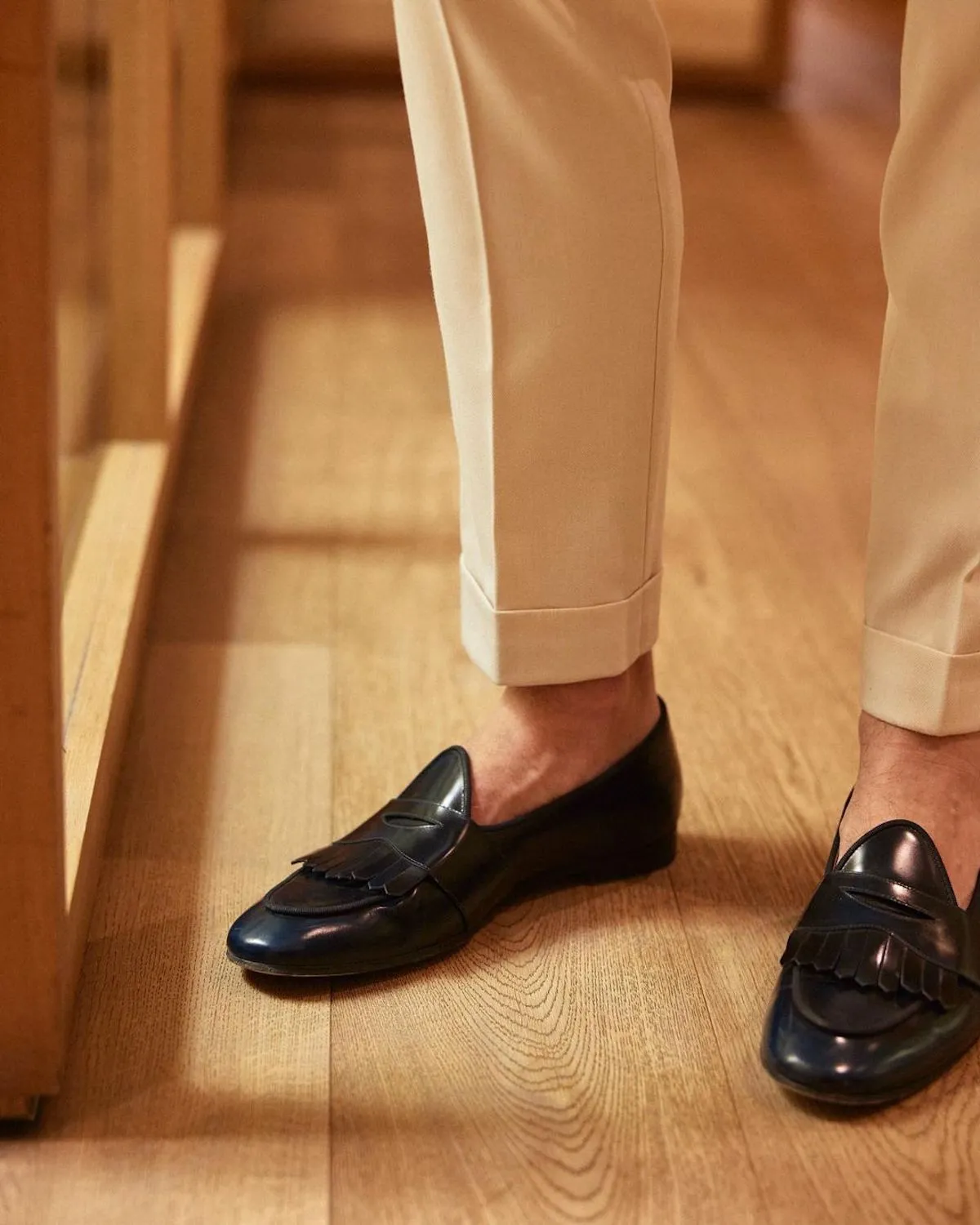 TANGERINE 10 CORDOVAN NAVY BELGIAN LOAFERS