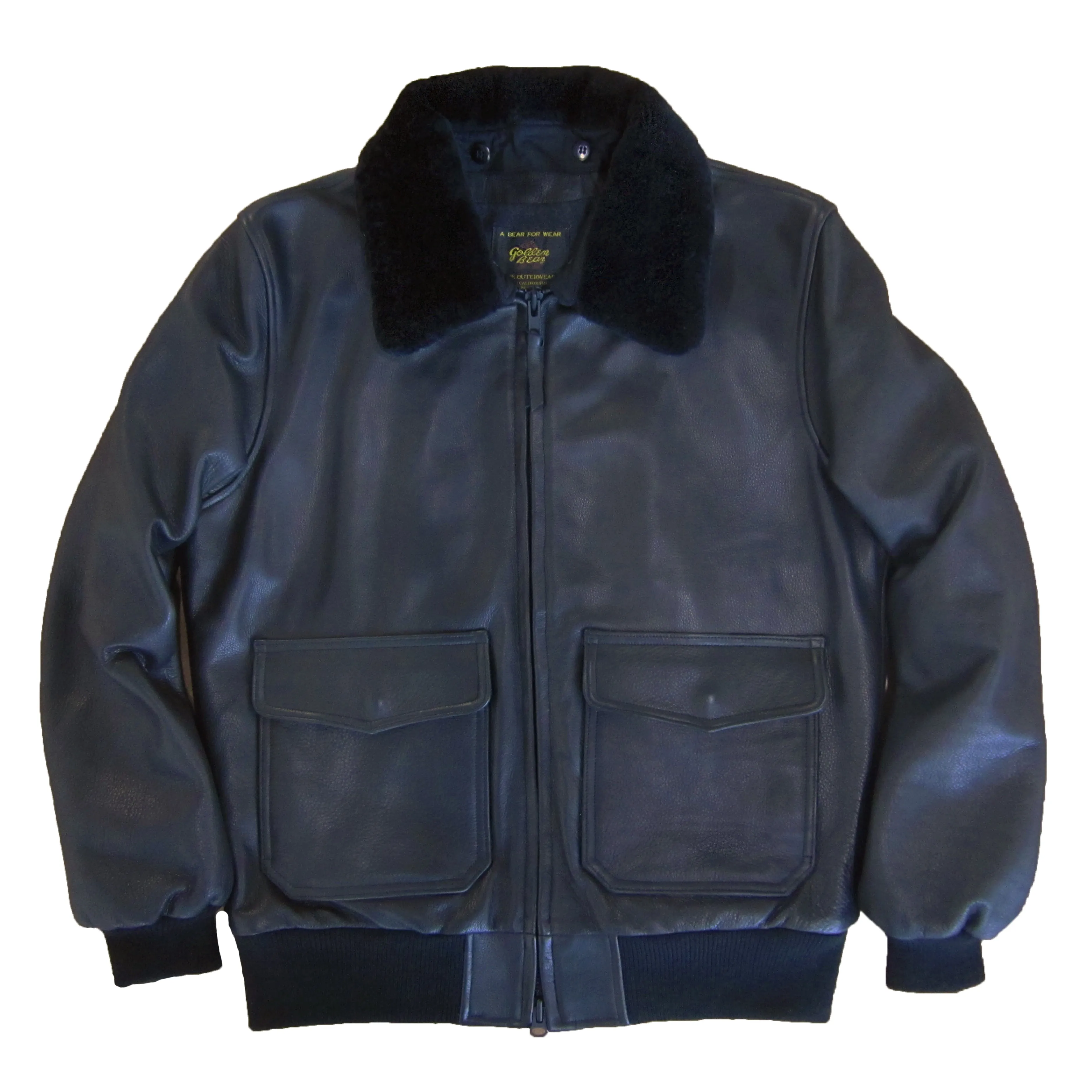 The Carter - Dk Brown or Black Naked Leather Bomber Jacket with Detachable Fur Collar