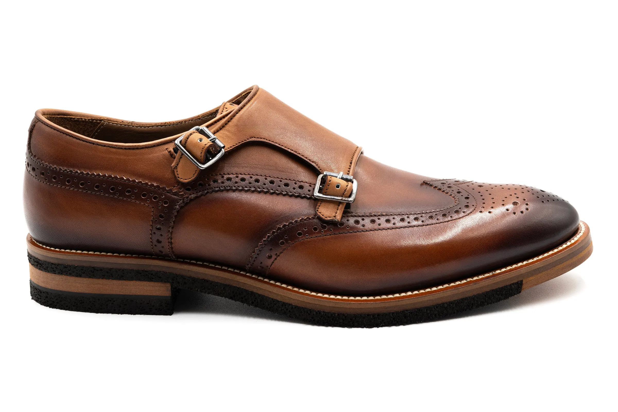 Tuscan Italian Calf Leather Double Monk - Whiskey