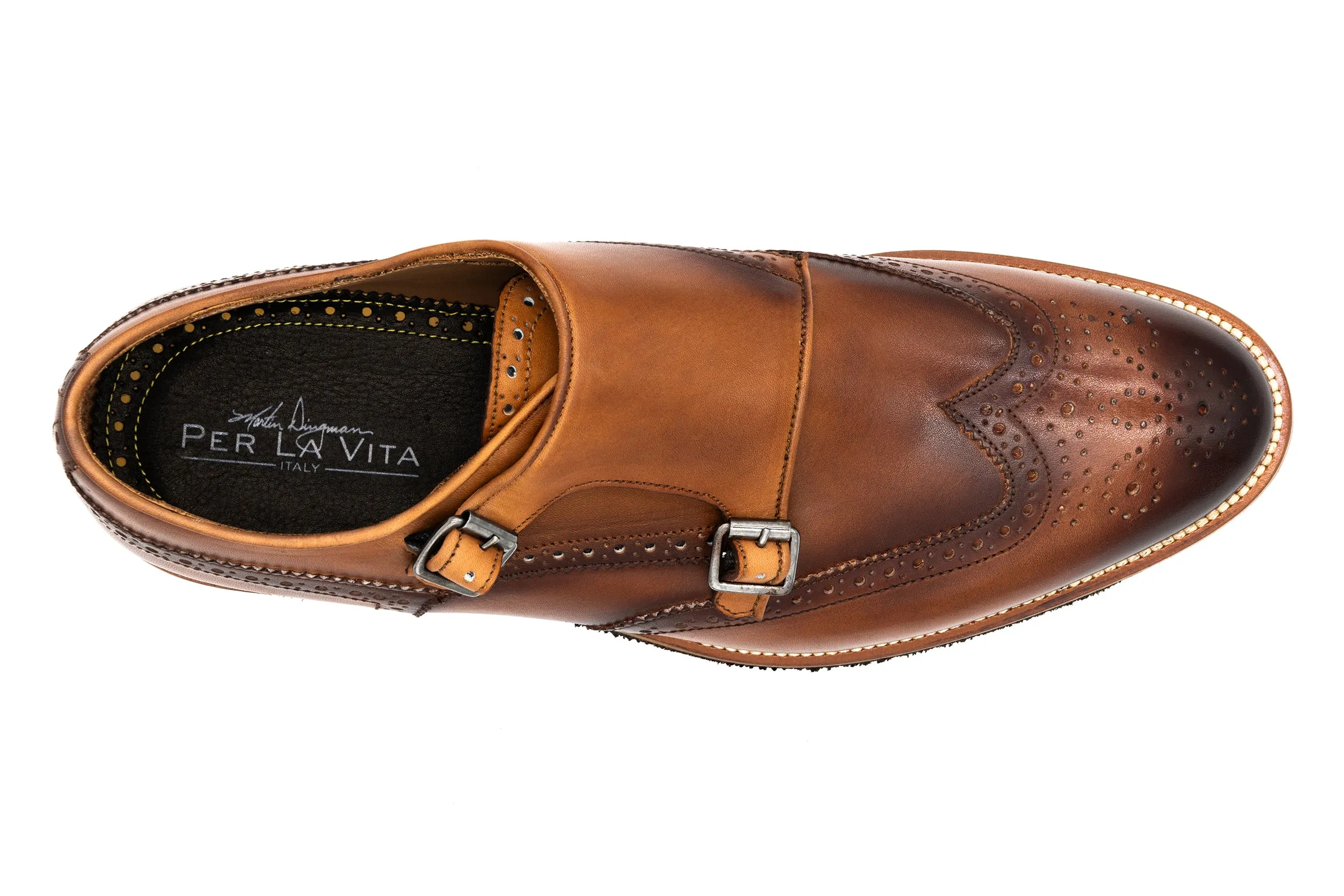 Tuscan Italian Calf Leather Double Monk - Whiskey