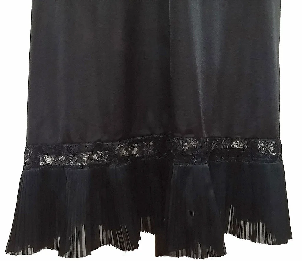 VINTAGE '50s / '60s VANITY FAIR SOPHISTICATED BLACK LACE PLEATED SLIP -HARD TO FIND LARGE SIZE