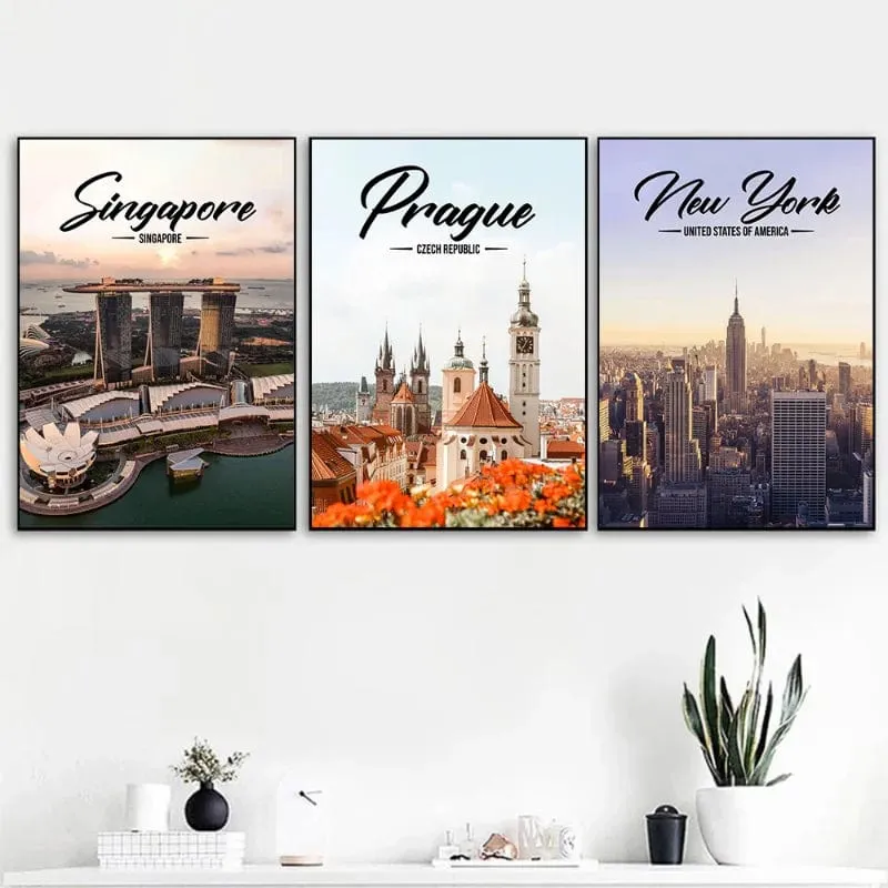 World Famous Cities Canvas Artwork Prints London Paris New York Amsterdam Rome Landscapes