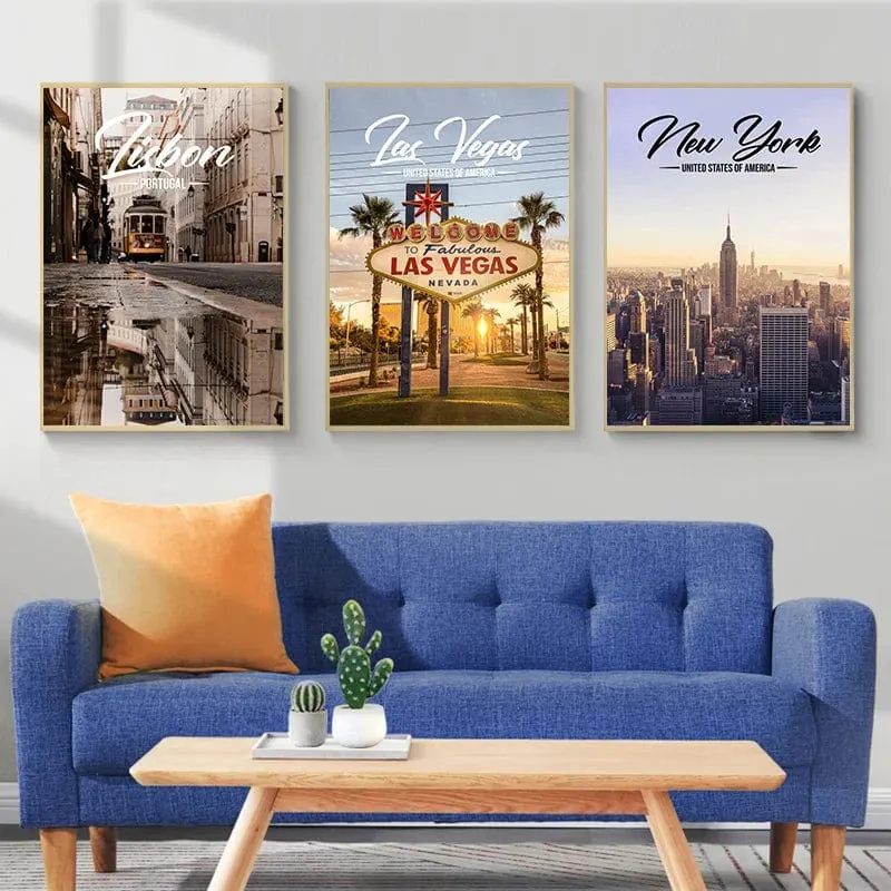 World Famous Cities Canvas Artwork Prints London Paris New York Amsterdam Rome Landscapes